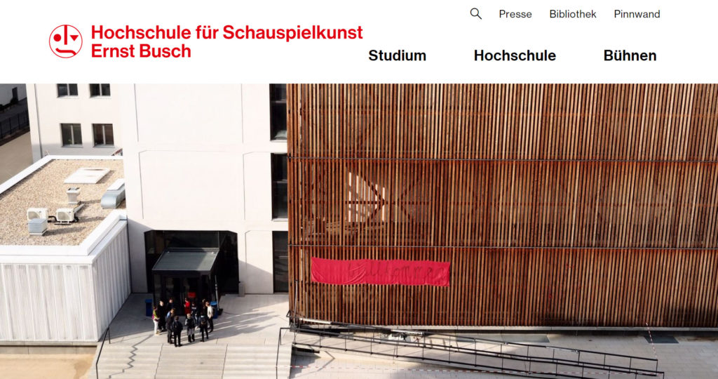 Website der wohl besten Schauspielschule im deutschsprachigen Raum. HFS "Ernst Busch" Berlin. Hier wird Schauspiel gelernt!
